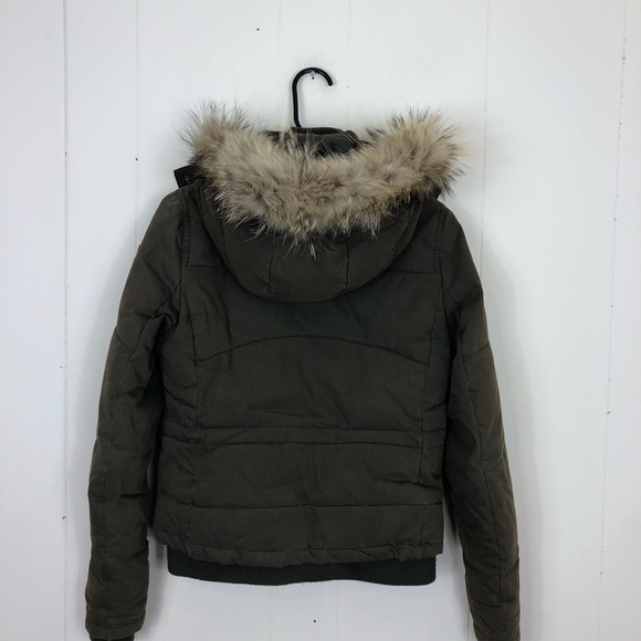 Sud Express Down Bomber Jacket Fur Hood Sz S - Picture 10 of 16